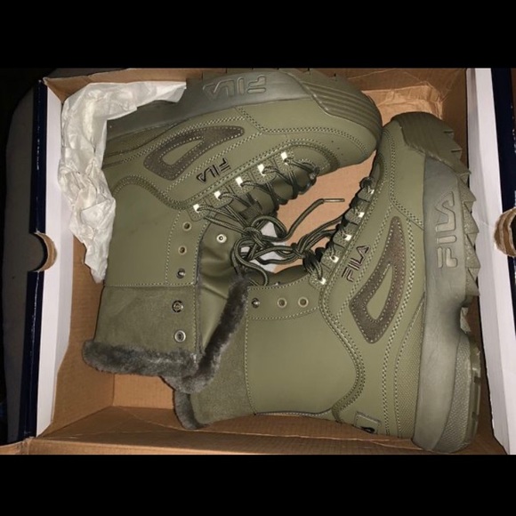 fila boots olive green